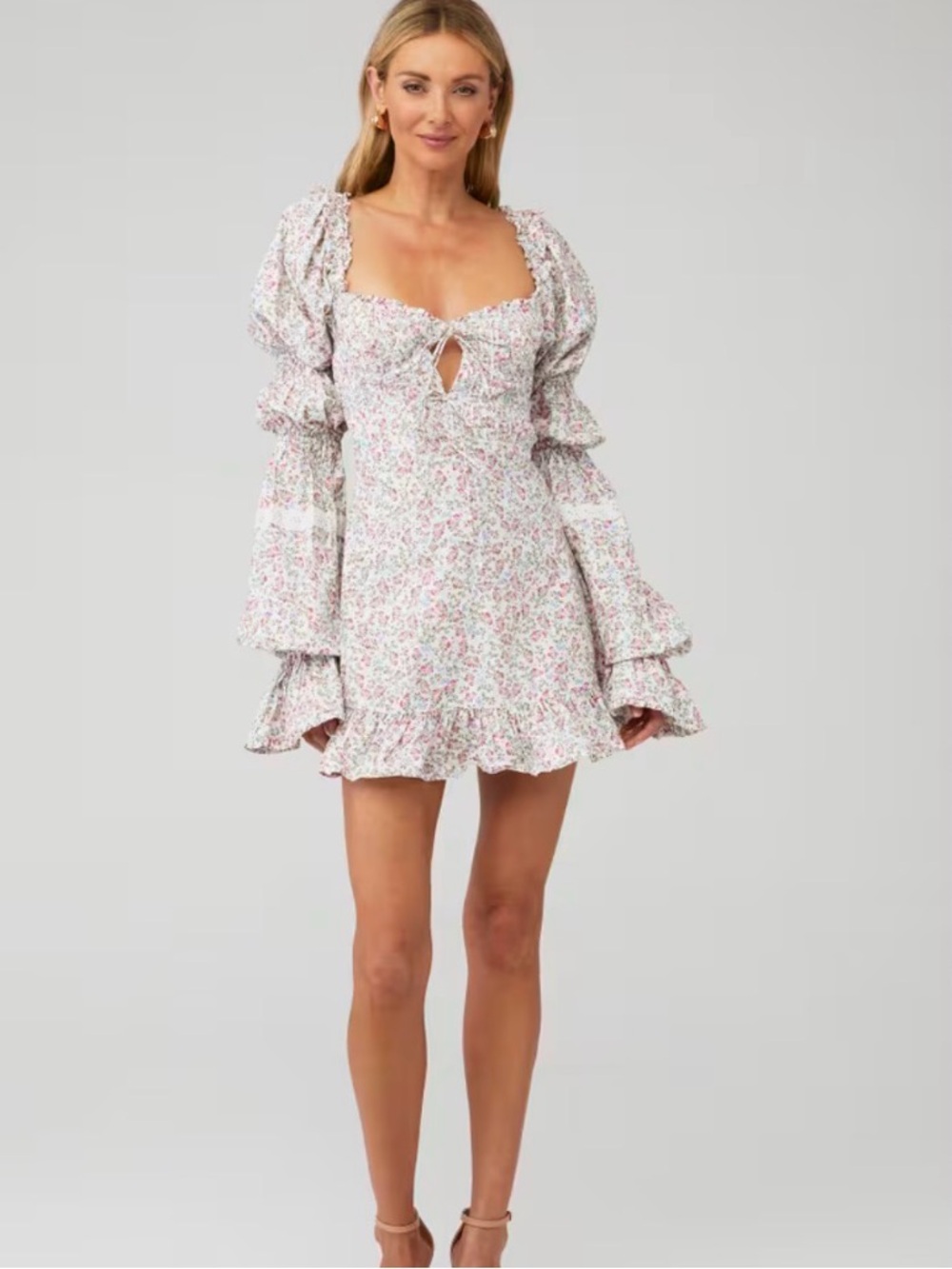 FOR LOVE AND LEMONS LUCCA FLORAL PRINT MINI DRESS SIZE SMALL